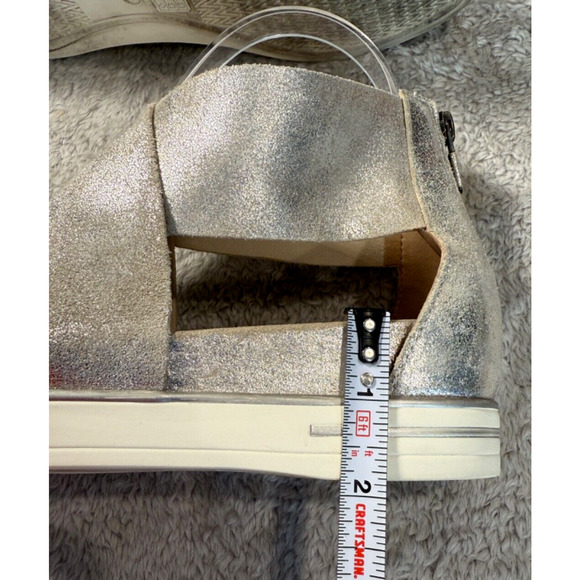 Eileen Fisher Sport Platinum Glitter Gold Suede Hidden Wedge Sandals Size 9 - Picture 7 of 7